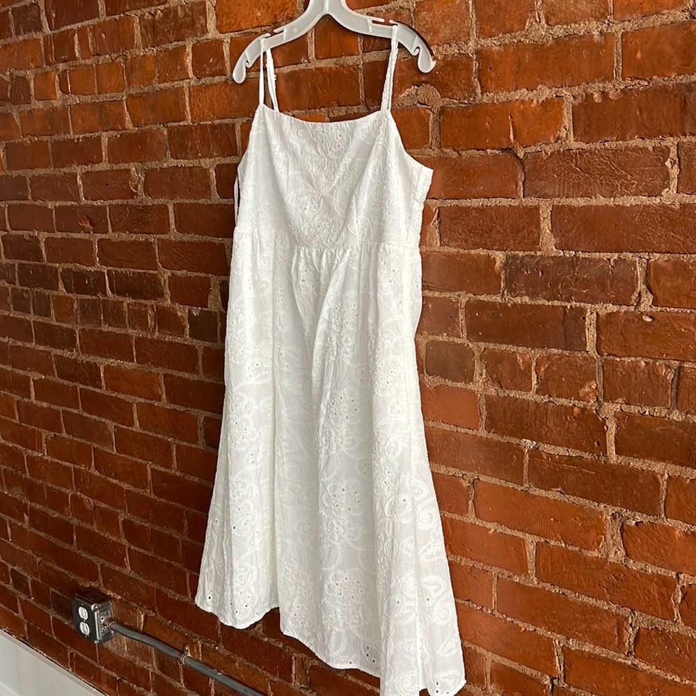 NANETTE LEPORE - white, Embroidered Eyelet Cotton Dress